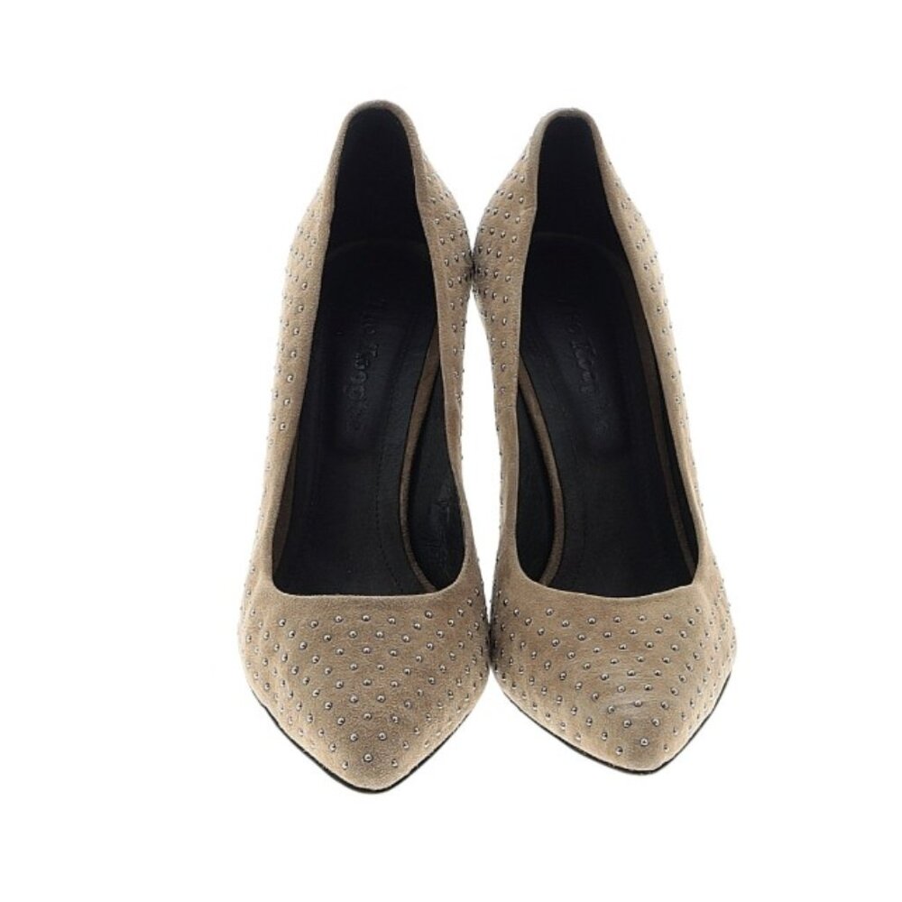 The Kooples Nude Suede Silver Studded Stilettos EU 40